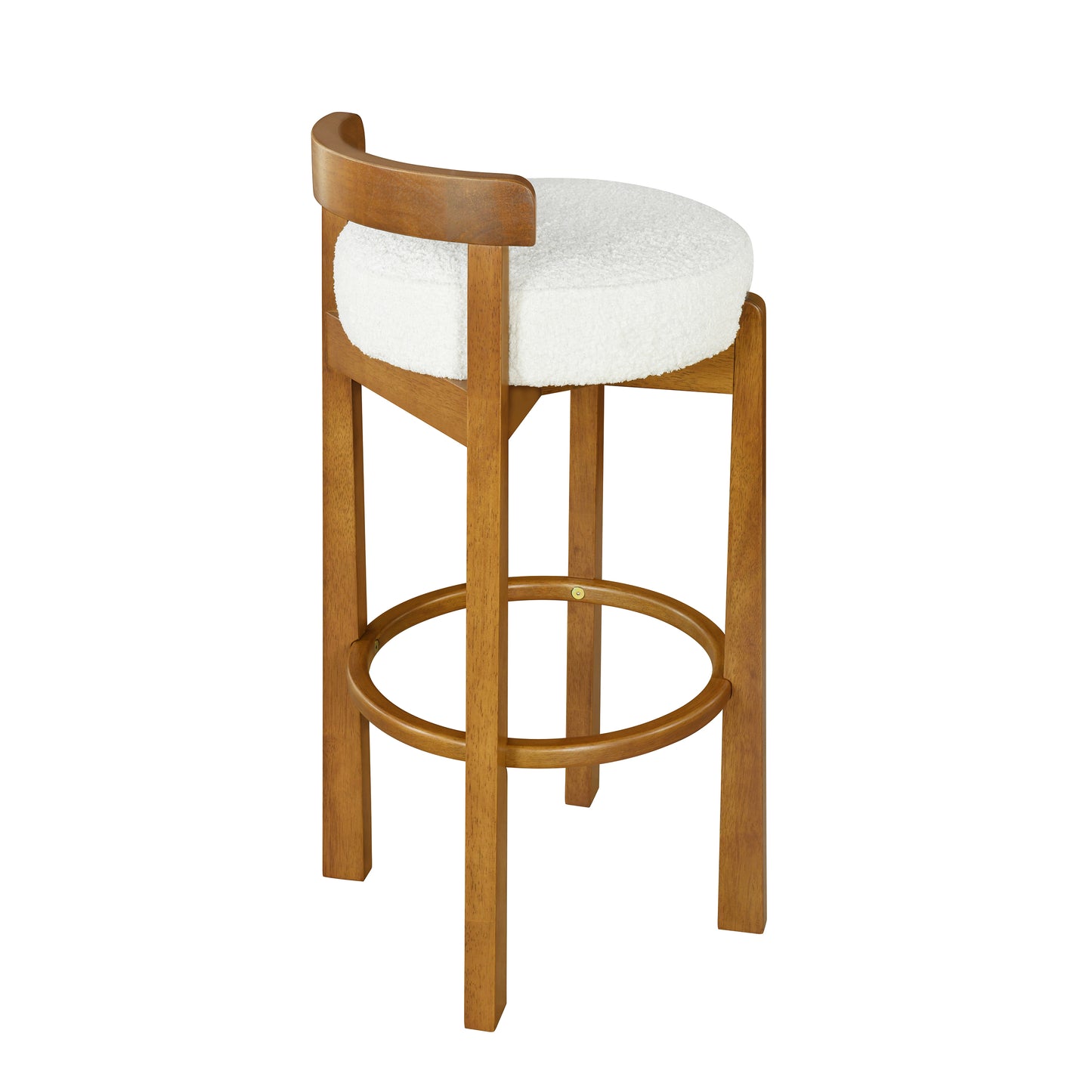 Elise Indoor Wooden Low Back Barstool, Walnut Finished and White Upholstery, Set of 2 image 8