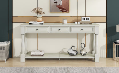 TREXM Console Table 63" Long Console Table with Drawers and Shelf for Entryway, Hallway, Living Room (Antique White, OLD SKU: WF314993AAK) image 2