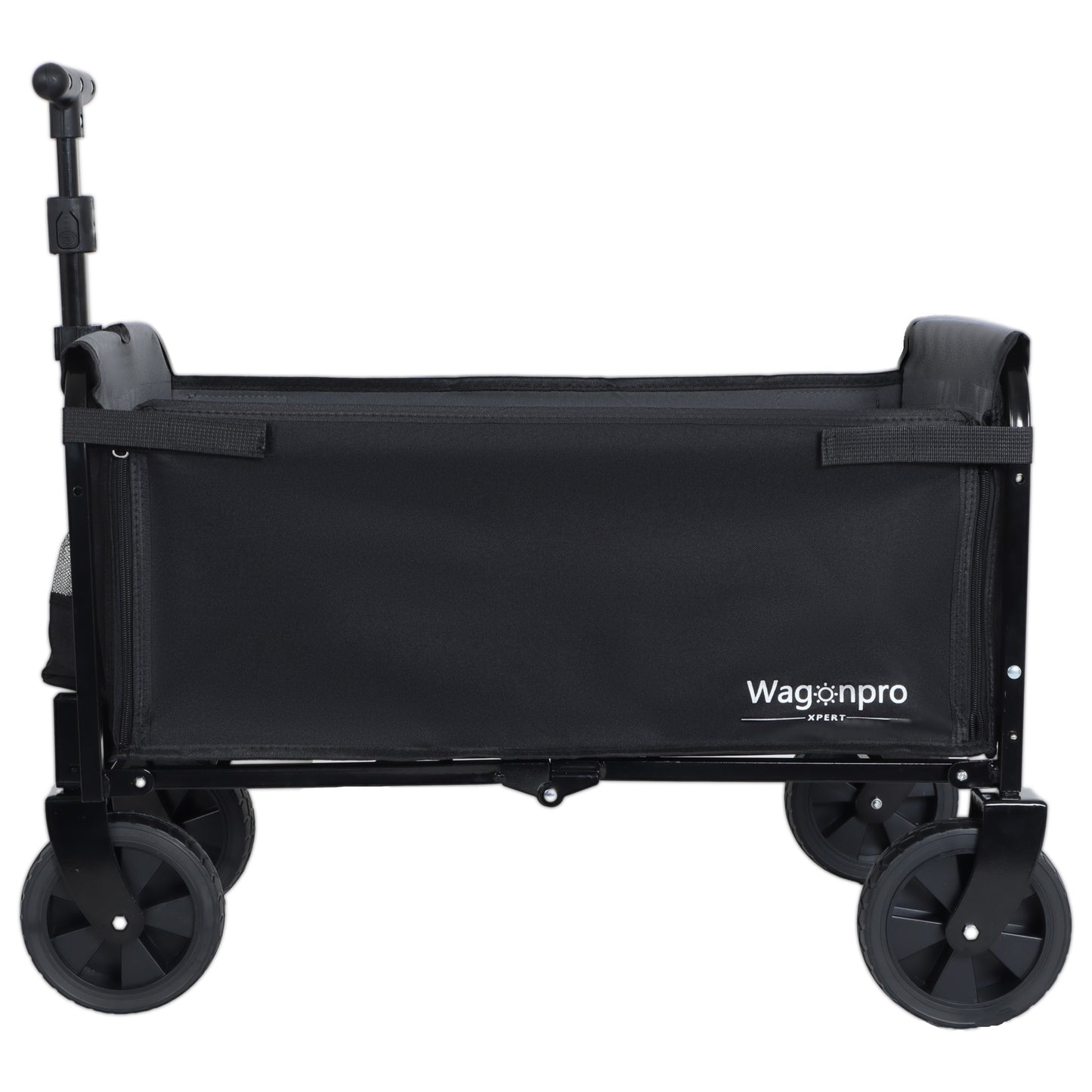 All-in-One Convertible Folding Camping Wagon Cart: Bench Seat, Storage Compartment & Included Dog Tether, Black/Gray image 4