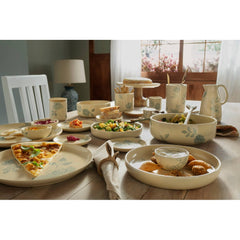 Off-White Round Ceramic Printed Dinner Plate – Elegant Dining Plate for Every Meal-9.8" Dia