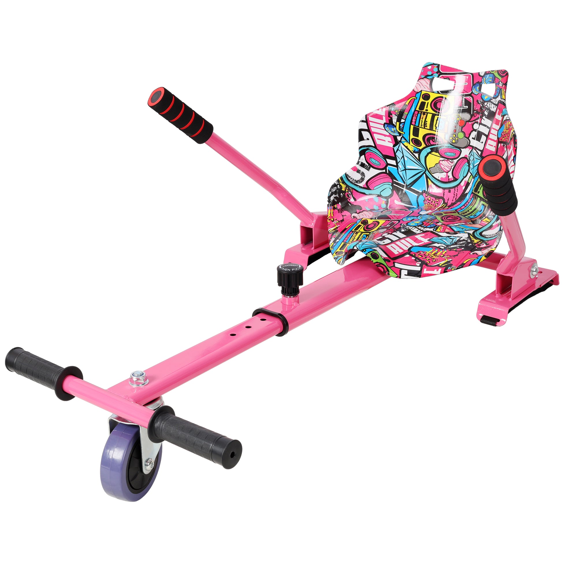 Hoverboard Seat Attachment Go-Kart,Fits 6.5" 8"10" Hoverboards,Sturdy Adjustable Off-Road Frame,Hover Cart for Family Fun,not include Hoverboard,Pink image 4