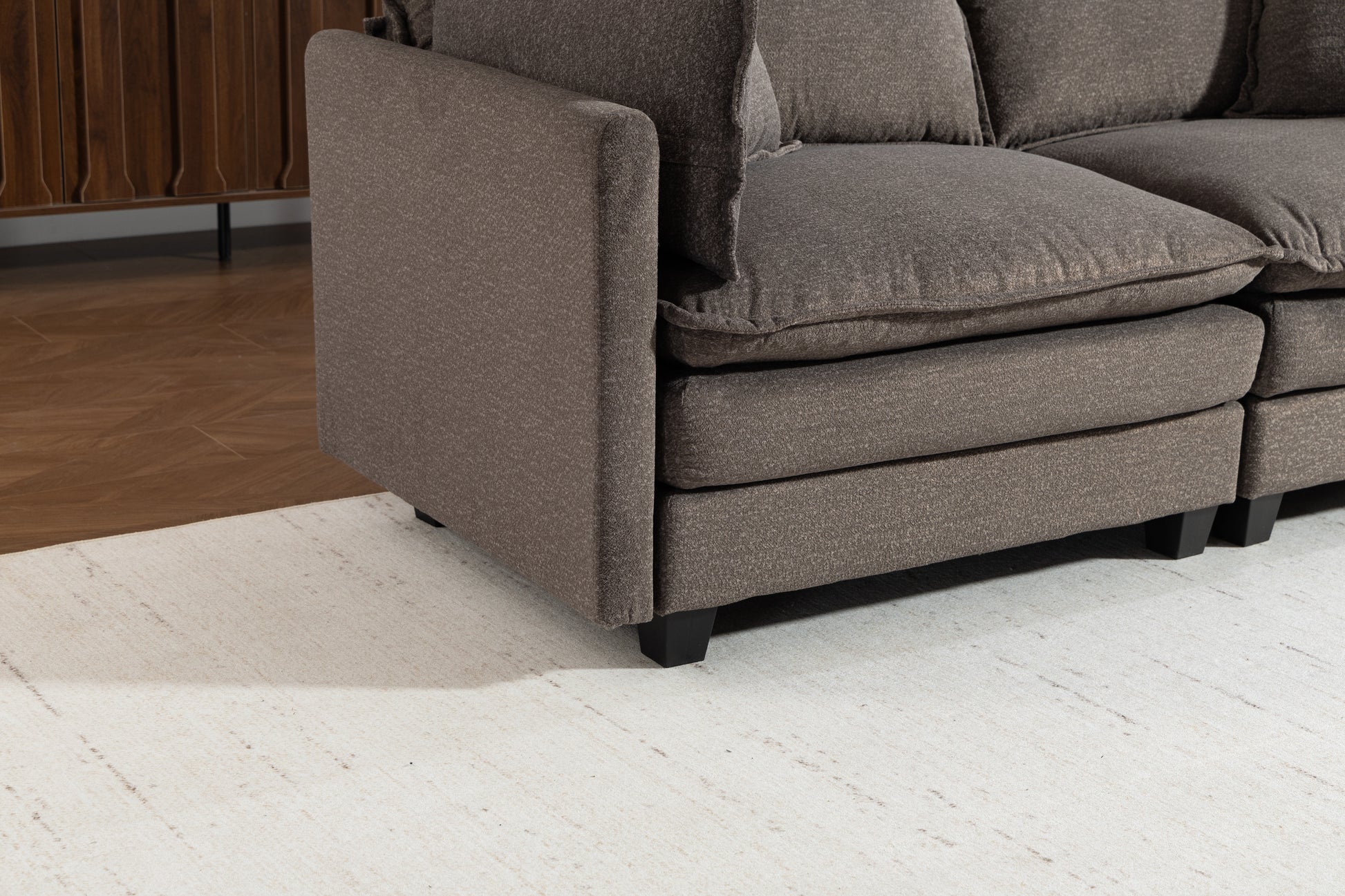 Modern 2seats 77.95"Sectional Sofa with Waist Pillows,2-seat Upholstered Symmetrical Sofa Furniture,Sleeper Sofa Couch with Chaise Lounge for Living Room,Apartment,3 Color image 6