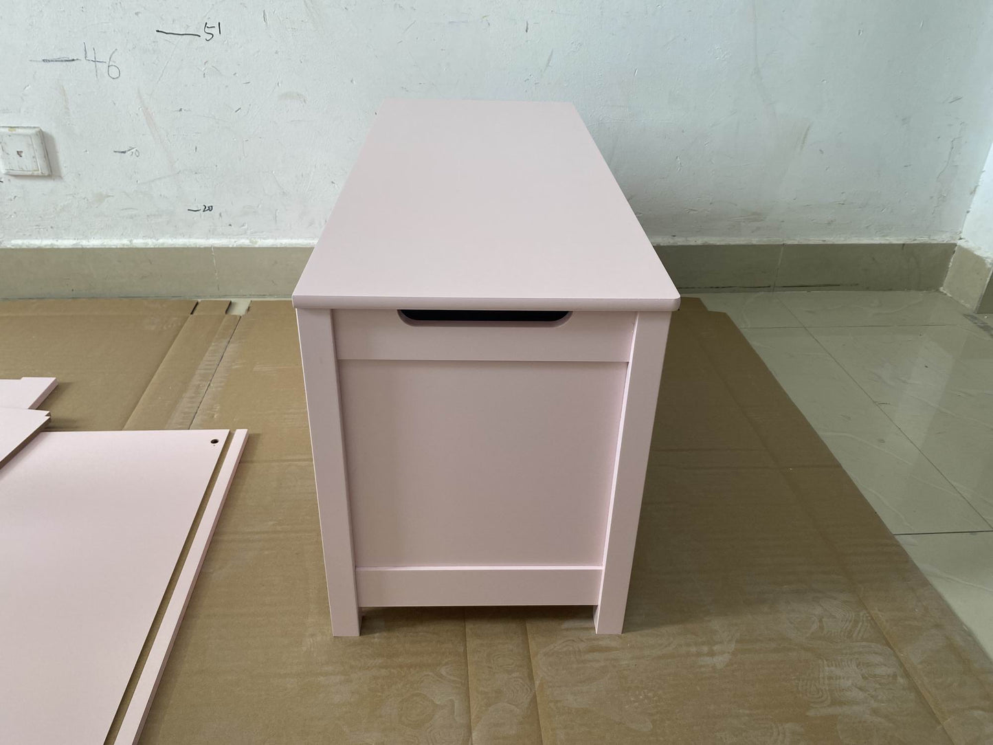 Kids Wooden Toy Box Storage with Safety Hinged Lid for Ages 2+ (Pink) image 9