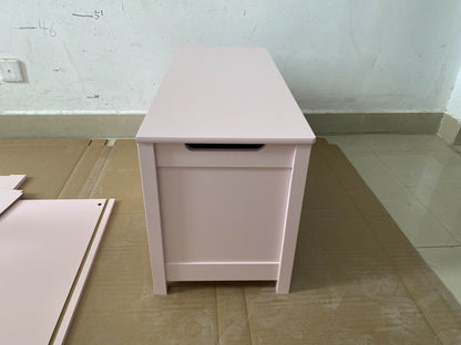 Kids Wooden Toy Box Storage with Safety Hinged Lid for Ages 2+ (Pink) image 9