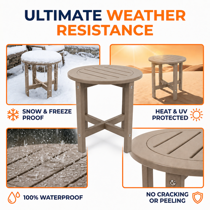 Antique Brown HDPE Outdoor Side Table, Small All-Weather Patio End Table, 15.94 in. L x 15.94 in. W x 17.71 in. H image 5