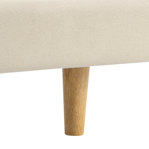 Beige Chunky Headboard Bed Frame, Solid Rubberwood Legs, Cal-King, 800lbs Capacity image 5