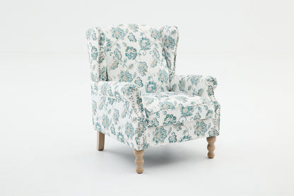 Modern Accent Chair with Retro Wood Legs, Comfy Upholstered Armchair, Floral Design Single Sofa Chair for Living Room Bedroom Office image 12
