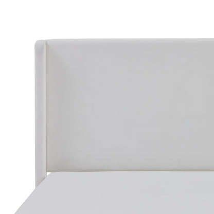 Carmen Upholstered Wingback Bed / Upholstered Platform Bed Frame / 52.3" High Headboard / Simplicity / Minimalist / No Box Spring Needed / Easy Assembly / King / Coconut Micro Suede / No Noise image 11
