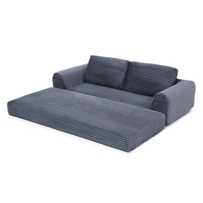 2-in-1 Folding Convertible Sofa Bed, Modern Corduroy Sleeper Couch with 2*pillows, Futon Modular Upholstered Boneless Sofa with Pull-Out Bed,Folding Floor Modular Couch for Living Room Grey image 9