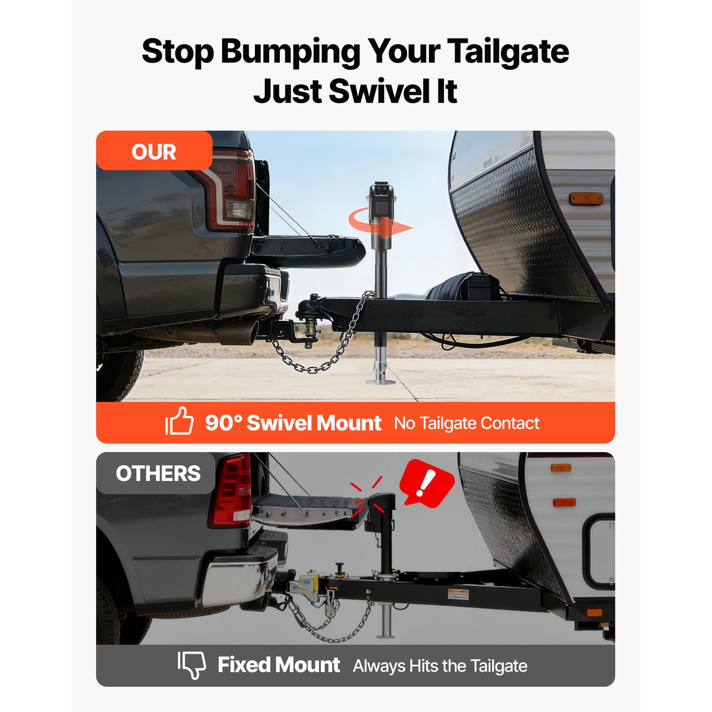 Electric Trailer Jack, 7500 lbs Capacity, Electric Power Tongue Jack with Waterproof Protective Cover & LED Light for Travel Trailer, Camper, RV, 9.84-27.84 in Lift, 12V DC with Wiring, Black image 7