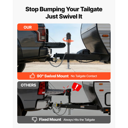 Electric Trailer Jack, 7500 lbs Capacity, Electric Power Tongue Jack with Waterproof Protective Cover & LED Light for Travel Trailer, Camper, RV, 9.84-27.84 in Lift, 12V DC with Wiring, Black image 7