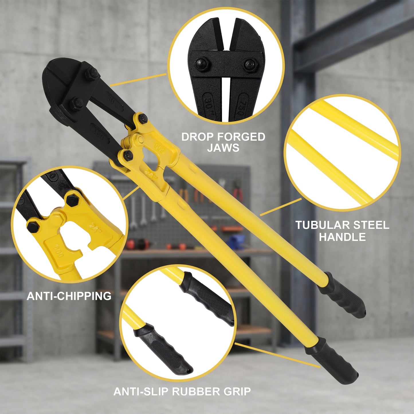 24" Heavy-Duty Medium Bolt Cutter for Fence, Steel Wire, Chain, Screws, Rivets & Medium Padlocks, Ergonomic Soft Rubber Grip Handle image 6