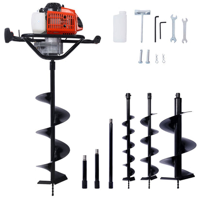 2.7HP Post Hole Digger 63cc Gas-Powered 2-Stroke Auger Digging Drill Shaft Size 3/4" ,EPA certificated with L4"+L6"+L8"+ image 1