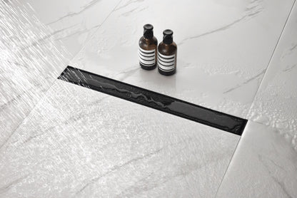 28 Inches Linear Shower Drain with Removable Cover, 304 Stainless Shower Drain Included Hair Strainer and Leveling Feet, image 13