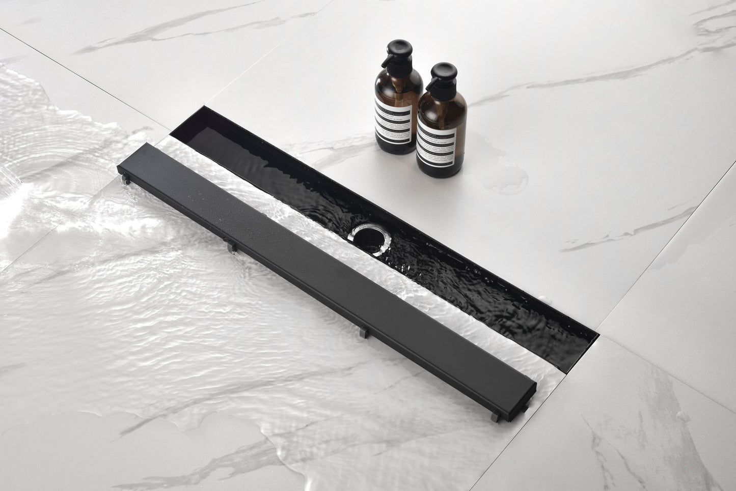 28 Inches Linear Shower Drain with Removable Cover, 304 Stainless Shower Drain Included Hair Strainer and Leveling Feet, image 10