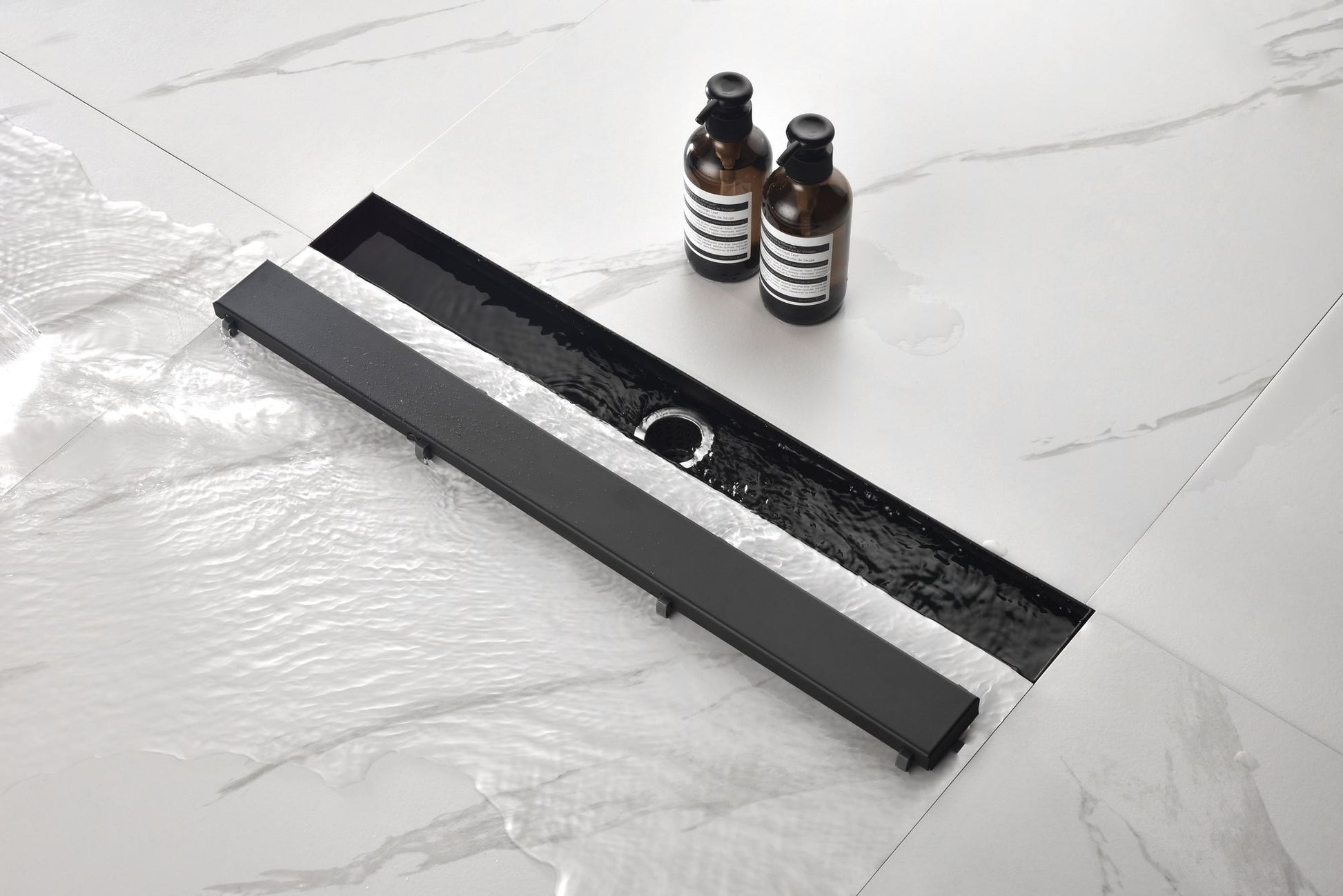 28 Inches Linear Shower Drain with Removable Cover, 304 Stainless Shower Drain Included Hair Strainer and Leveling Feet, image 10