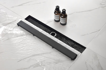 28 Inches Linear Shower Drain with Removable Cover, 304 Stainless Shower Drain Included Hair Strainer and Leveling Feet, image 10