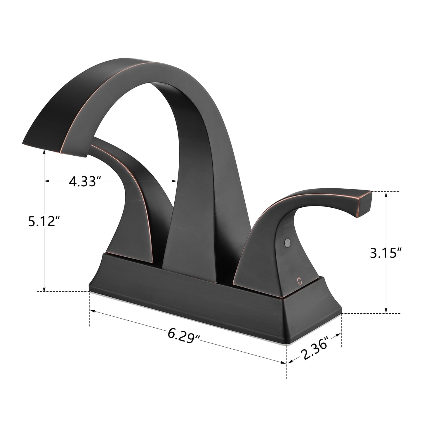 Two Handle 4 Inch Centerset Bathroom Sink Faucet with Pop-Up Drain, Oil rubbed bronze image 4