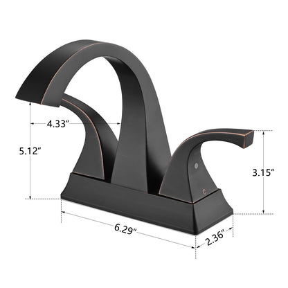 Two Handle 4 Inch Centerset Bathroom Sink Faucet with Pop-Up Drain, Oil rubbed bronze image 4