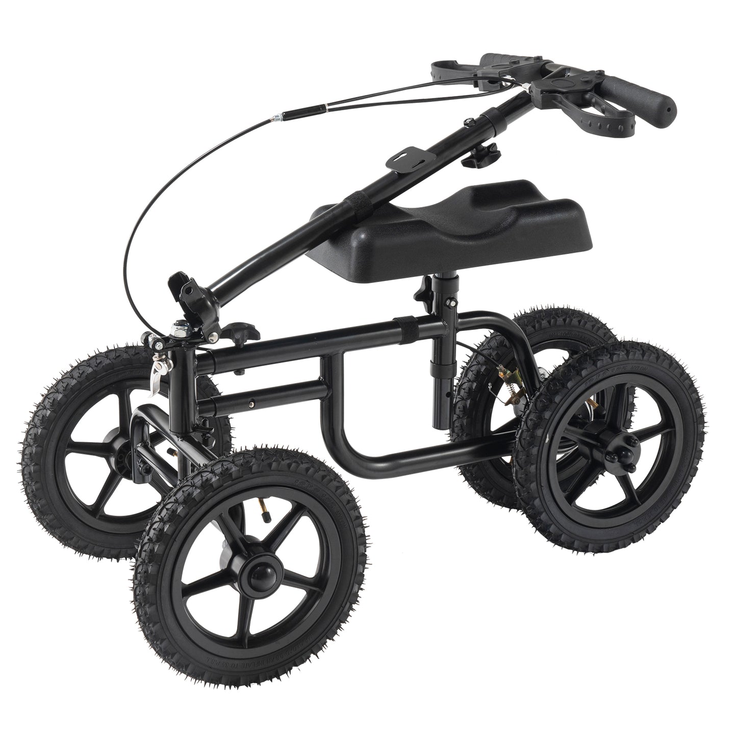 Folding Knee Scooter, Carbon Steel Steerable Knee Walker with Height-Adjustable Handlebar & Knee Pad, 12" All-Terrain Wheel, Dual Brakes, Leg Recovery Scooter for Injured Ankle Foot Knee, 350LBS image 4