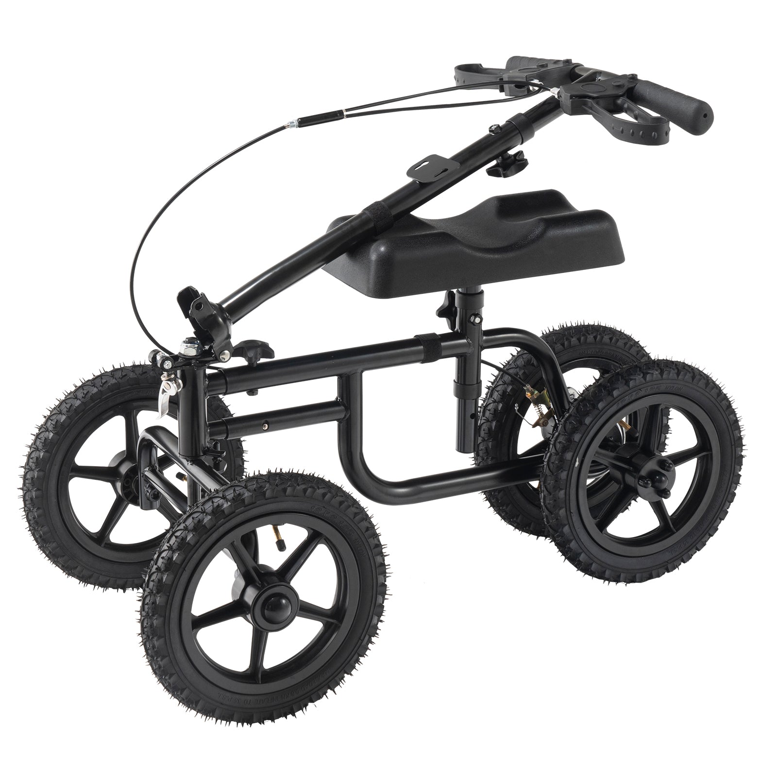 Folding Knee Scooter, Carbon Steel Steerable Knee Walker with Height-Adjustable Handlebar & Knee Pad, 12" All-Terrain Wheel, Dual Brakes, Leg Recovery Scooter for Injured Ankle Foot Knee, 350LBS image 4