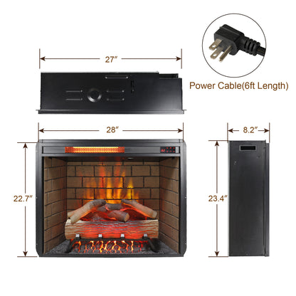 65" Fireplace TV Stand for TVs up to 75",with 28" Electric Fireplace and LED Light image 5