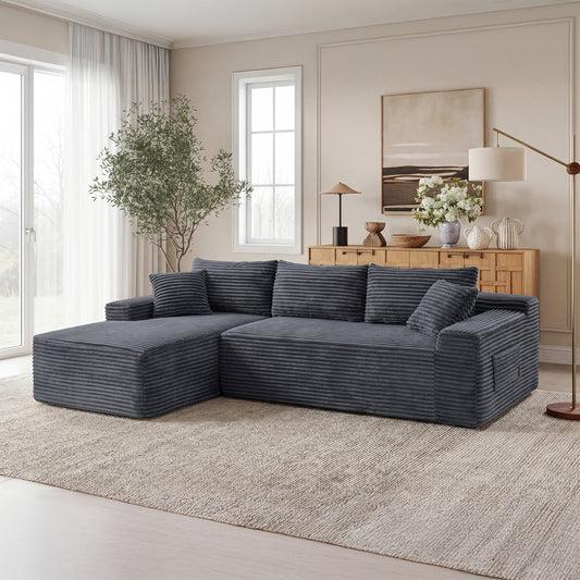 106.3" Cloud Modular Sectional Sofa Couch with L-Shape Chaise,Modern Minimalist Upholstered Couches for Living Room Bedroom,Deep Seat Corner Couch,No Assembly Required image 1
