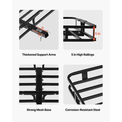 53" x 19" x 5", Hitch Cargo Carrier, 500 lbs Capacity Hitch Cargo Carrier with Hitch Stabilizer & Ratchet Straps, Hitch Mount Cargo Carrier with Cargo Net with Hook, Fit for SUVs image 6