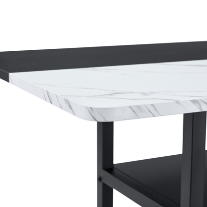 71 inch long two-color splicing fashionable dining table, a practical choice to add color to the home.Making it perfect for both family gatherings and friend parties.Black Sprayed Metal Table Legs. image 9