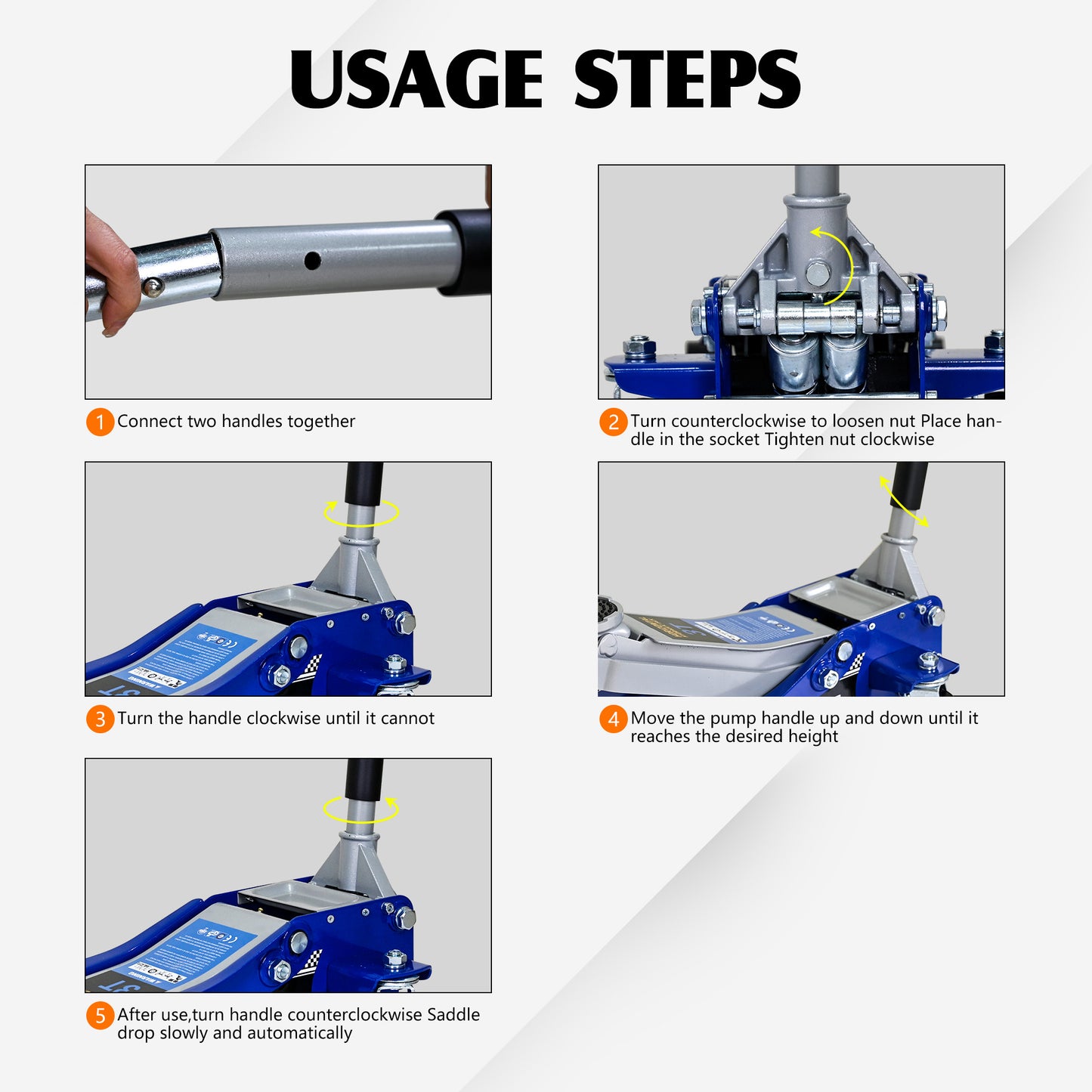Low-Position Steel Vehicle Floor-mounted Hydraulic Jack with Dual-piston Quick-lift Pump, 3-Ton(6,600 lb.) Capacity. image 3
