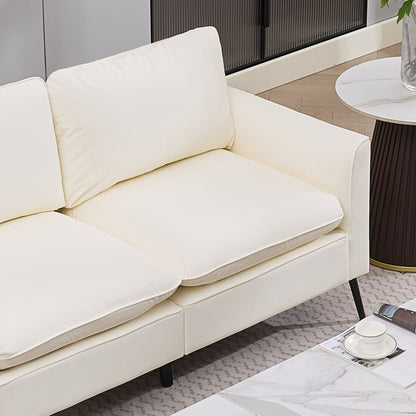 TS Cat paw leather upholstered sofa loveseat,Nordic retro light luxury living room balcony bedroom single casual sofa chair Double sofa + two pack combination(Cream White) image 9