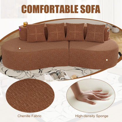 Modern Curved Sectional 3 Seat Minimalist Elegant Half Moon Sofa Compressed Modular Sectional Sofa for Living Room, Office, Apartment image 5
