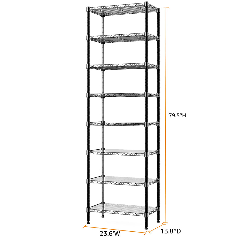 8 Tier 2000 lbs Storage Rack Metal Wire Shelving Unit, Storage Standing Shelf Organizer for Laundry Bathroom Kitchen Pantry Closet Garage Basement Utility Room, Black 13.8" D x 23.6" W x 79.5" H image 8