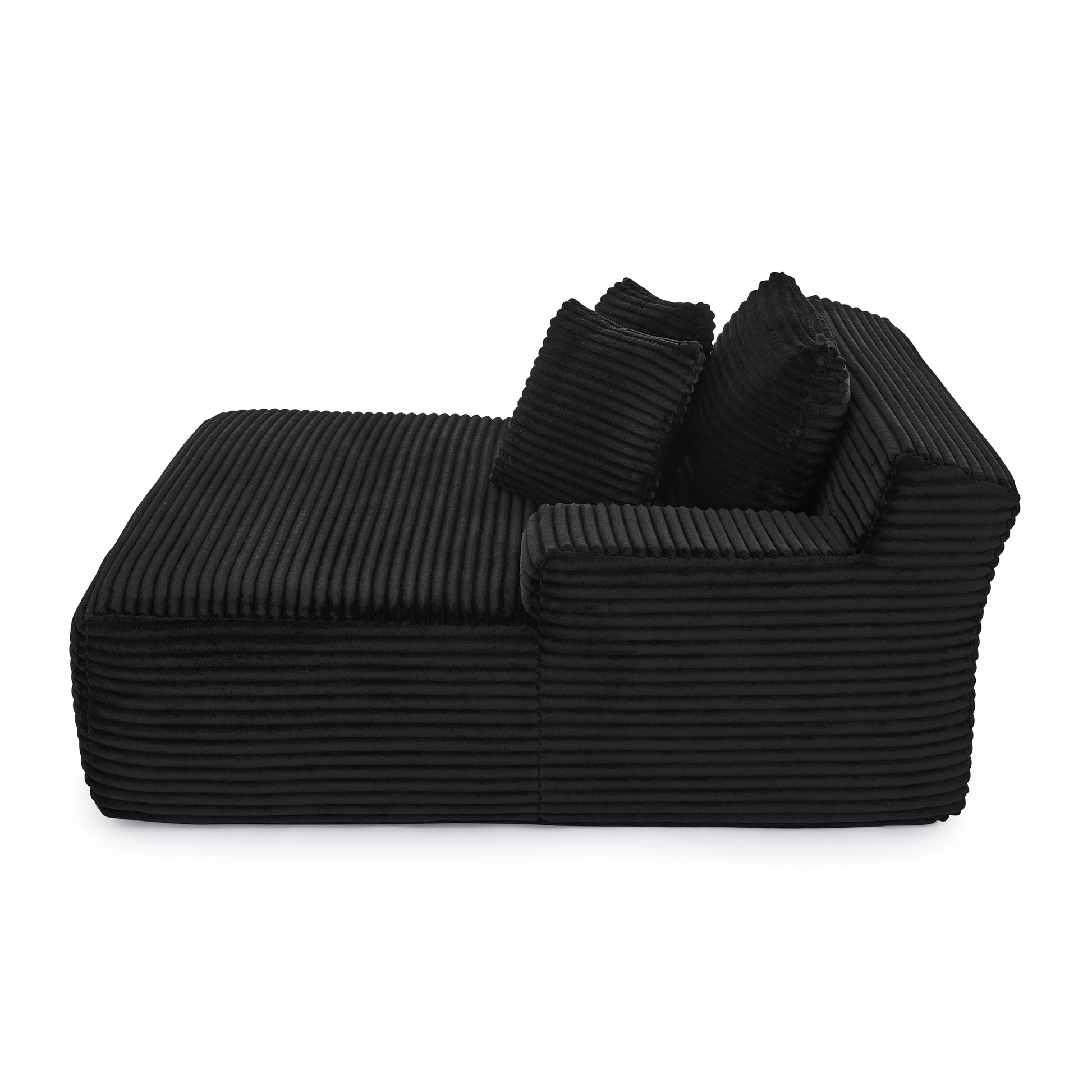 Single lazy sofa lounge chair, no assembly required, made of velvet fabric, fluffy modern single lounge chair, used for indoor living rooms and bedrooms-Black image 8