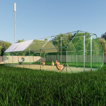 9.94 ft. x 25.68 ft. Galvanized Large Metal Walk in Chicken Coop Cage Farm Poultry Run Hutch Hen House image 7