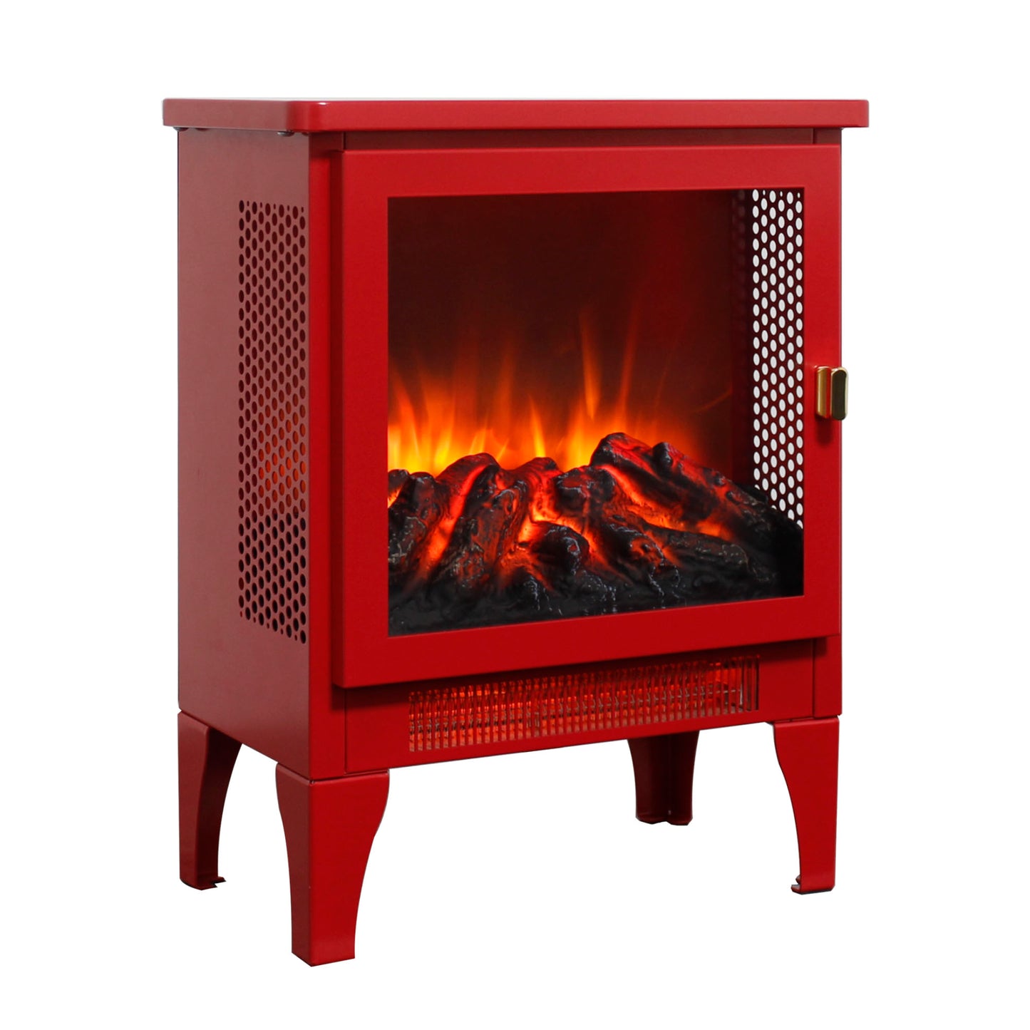 18 inch Freestanding Electric Fireplace Stove heater with 3D Flame effect,Classic Red image 4