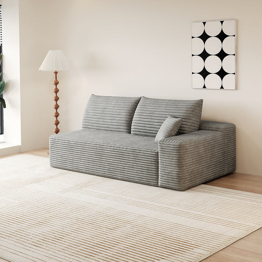 Y165-3R-GREY 3-seater right grey corduroy modular sofa front view