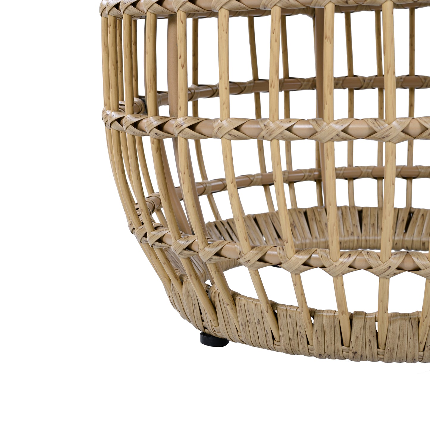 Acacia Wood Outdoor Side Table with Wicker Base - Light Brown, Round 16.15" Outdoor Accent for Patio, Garden, Balcony & Indoor Use image 10