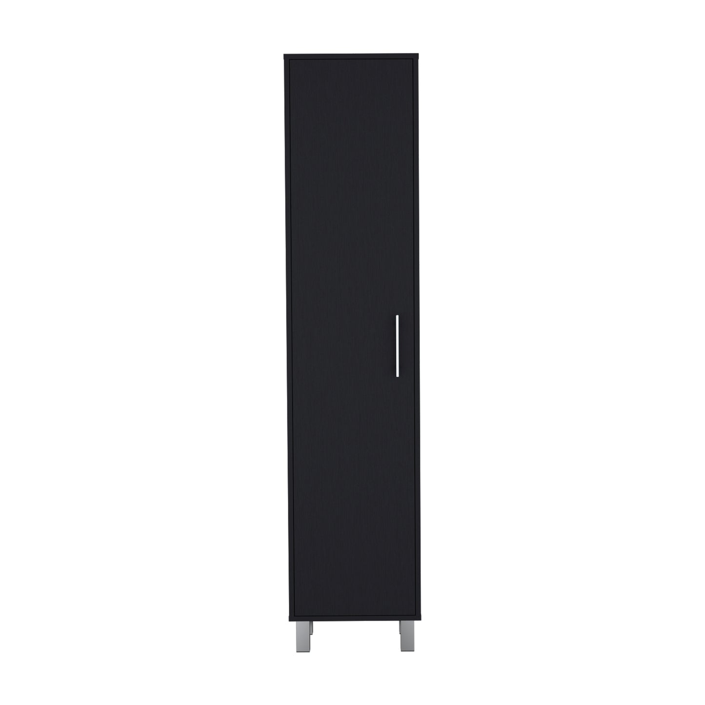 Storage Cabinet 71"H with 5-Tier Shelf, 3 Broom Hangers and Metal hardware, Black image 6
