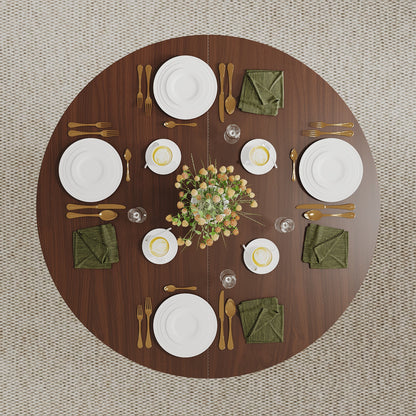 Round dining table, black walnut, brown,115cm image 3