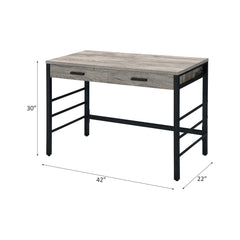 Disho  Light Weathered Oak & Black Finish Writing Desk W/USB