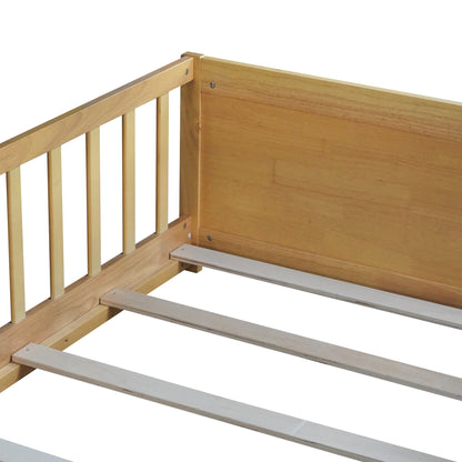 Twin size Floor Platform Bed with Built-in Book Rack,Natural(Old Sku:W504P143309) image 6