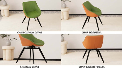 A set of 4 dining chairs, medieval modern kitchen dining chair, PU decorative chairs with black metal legs, suitable for home&kitchen (Green and Orange) image 8