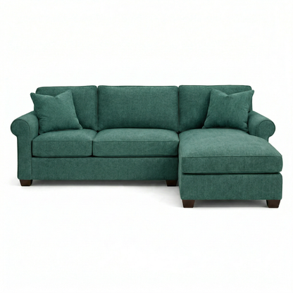 Irlanda Sectional – Made in USA, Custom Fabric Options, L-Shaped Sectional Wholesale Sectional Furniture - Velvet Antique Kelly Green - Velvet image 4