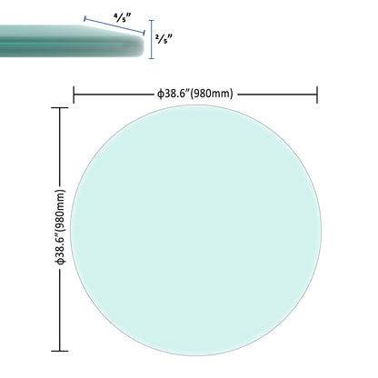38.6" Inch Round Tempered Glass Table Top Clear Glass 2/5" Inch Thick Beveled Polished Edge (Old Sku:W1265115810) image 2