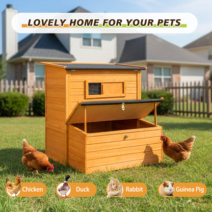 Chicken Coop, Double-House Wooden Chicken Coop For 6-8 Chickens With 3 Nesting Boxes And 2 Pull-Out Trays, Featuring A Foldable Ramp And Asphalt Roof image 10