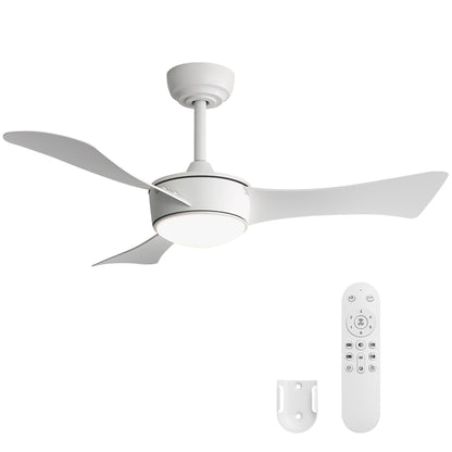 42-inch white ceiling fan with light, Quick-install, Dimmable, DC reversible motor, Timer function (1/4/8 hours), Light with memory function image 1