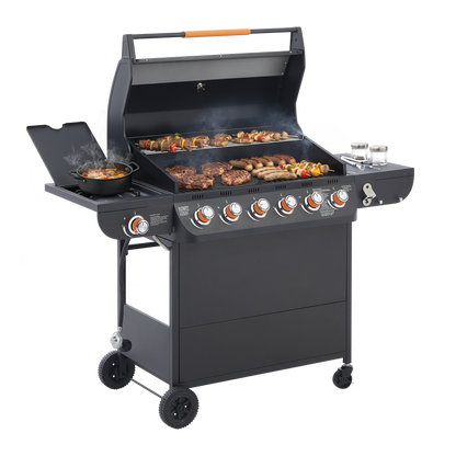 6 Burner BBQ Propane Gas Grill with Side Burner 72000 BTU Output Stainless Steel Barbecue Grill with Cast Iron Grates and Side Tables for Outdoor Cooking Kitchen and Patio Backyard. image 12