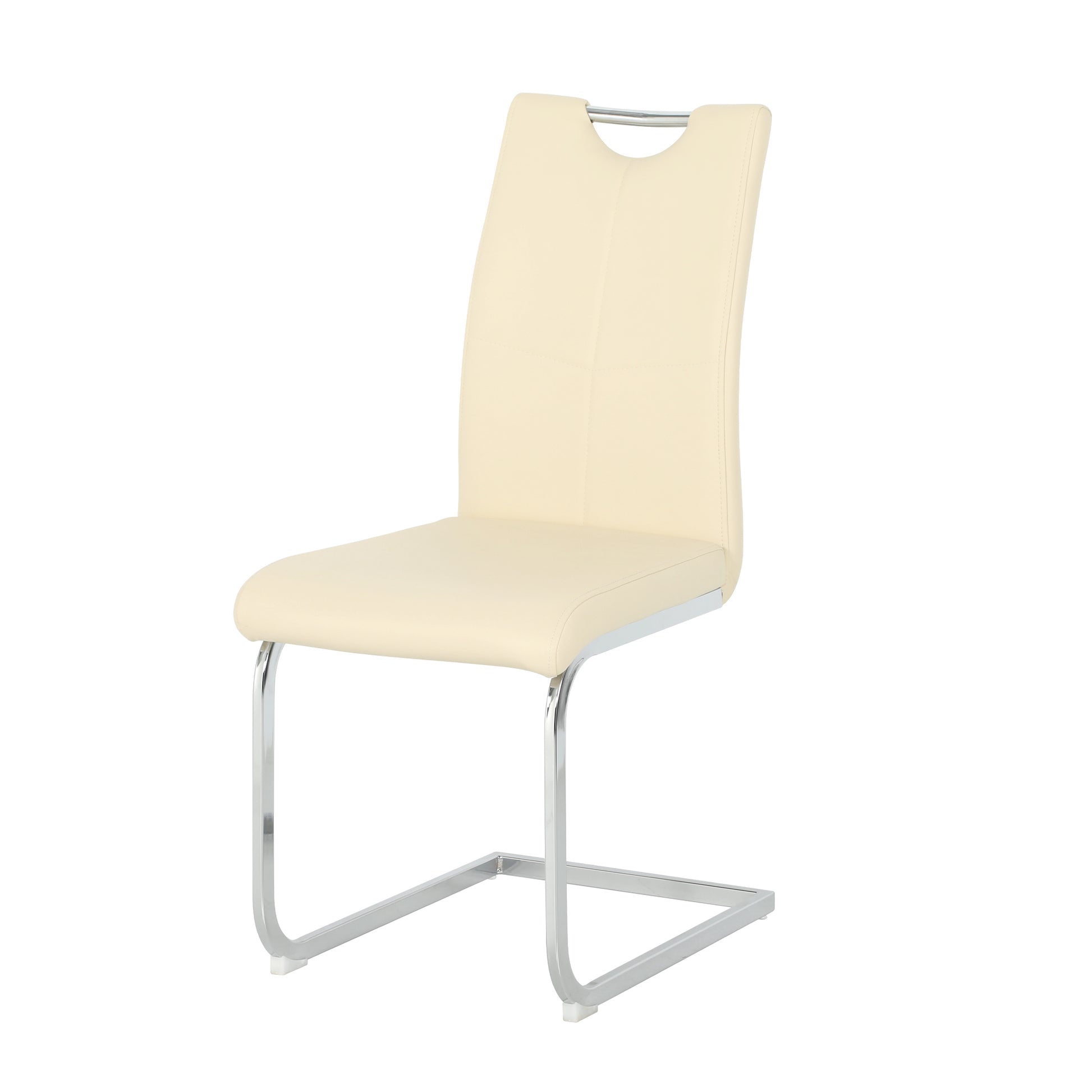 Modern Light Yellow PU dining chair living room chair upholstered chair, electroplated metal chair leg design, kitchen, living room, bedroom, dining room side chair (Set of 2) image 9