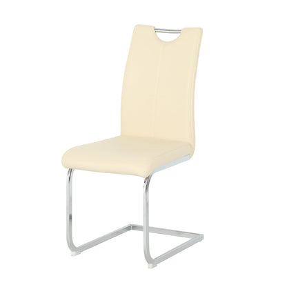 Modern Light Yellow PU dining chair living room chair upholstered chair, electroplated metal chair leg design, kitchen, living room, bedroom, dining room side chair (Set of 2) image 9